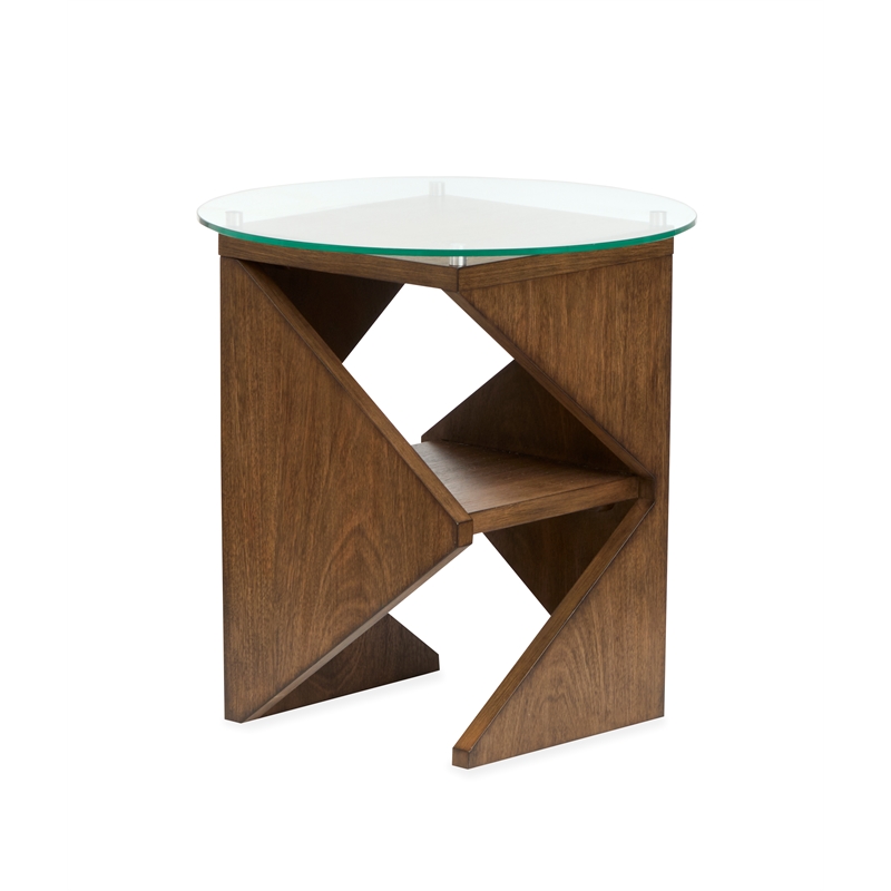 Magnussen Home Vector Round Accent Table in Russet/Brown
