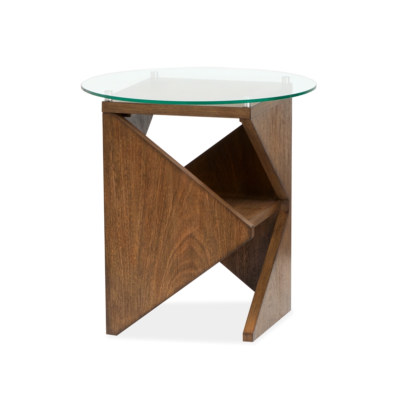 Magnussen Home Vector Round Accent Table in Russet/Brown