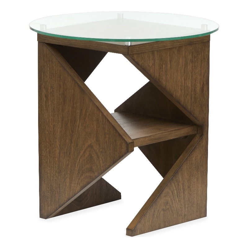 Magnussen Home Vector Round Accent Table in Russet/Brown