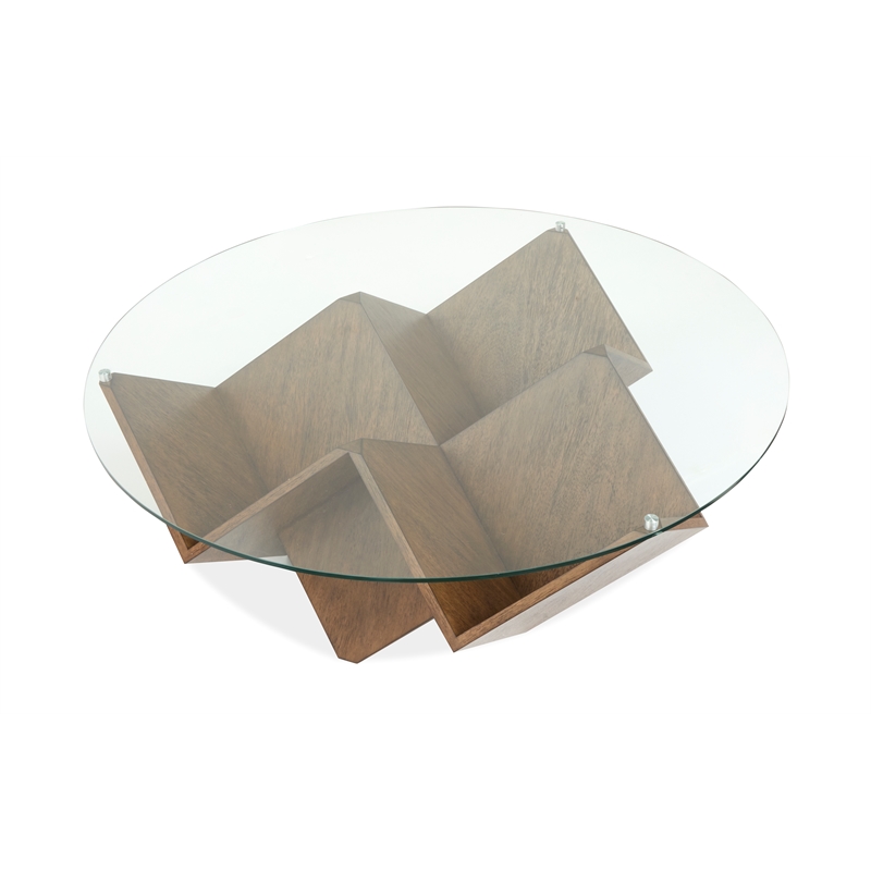 Magnussen Home Vector Round Cocktail Table in Russet