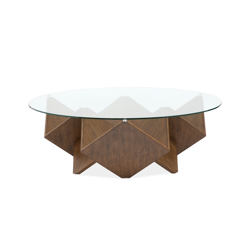 Magnussen Home Vector Round Cocktail Table in Russet