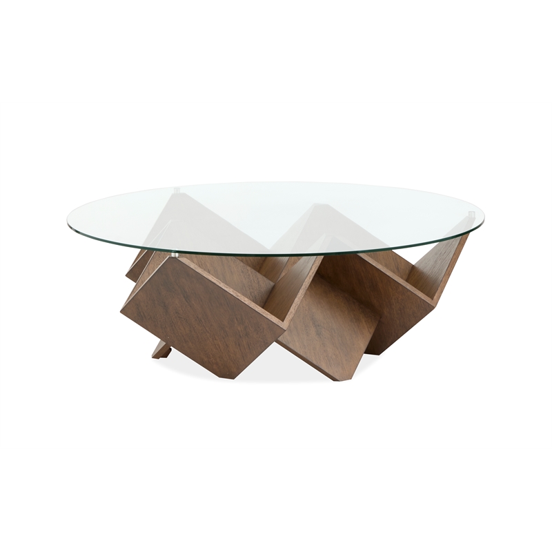 Magnussen Home Vector Round Cocktail Table in Russet