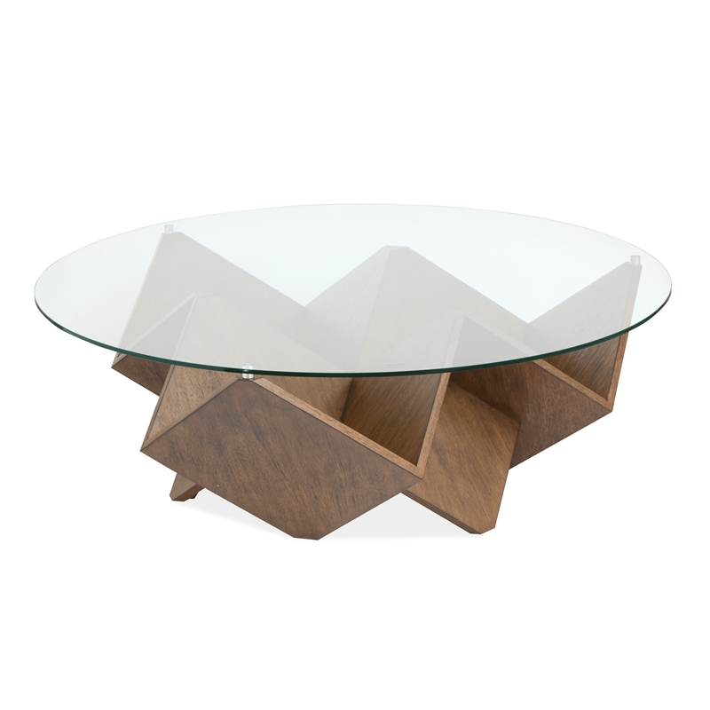 Magnussen Home Vector Round Cocktail Table in Russet