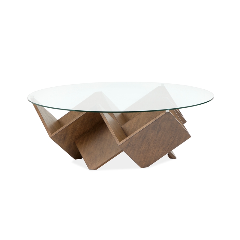 Magnussen Home Vector Round Cocktail Table in Russet