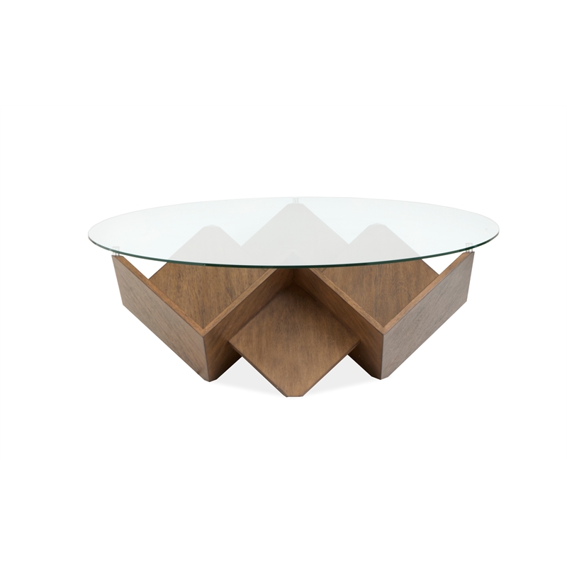 Magnussen Home Vector Round Cocktail Table in Russet