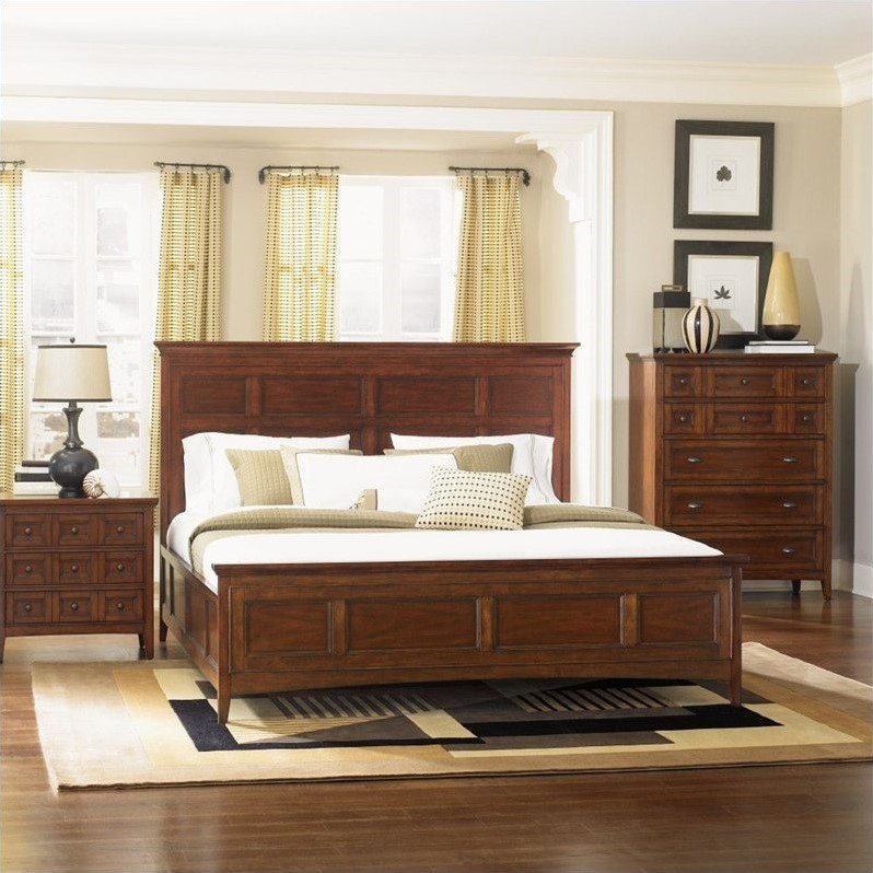 Magnussen Harrison California King Panel Bed With Storage in Cherry
