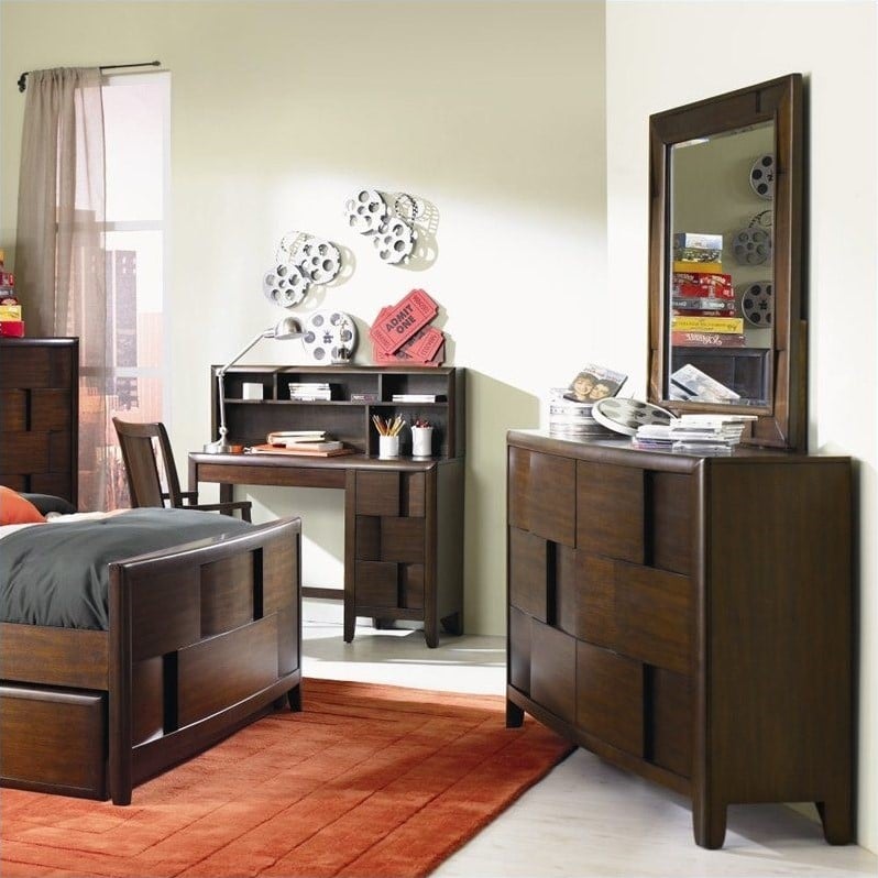 Magnussen Twilight 6 Drawer Dresser and Mirror Set in Chestnut   Y1876 20 Y1876 42 KIT