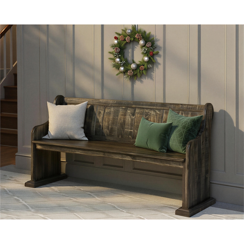 Magnussen Bellamy Wood Bench in Peppercorn Black