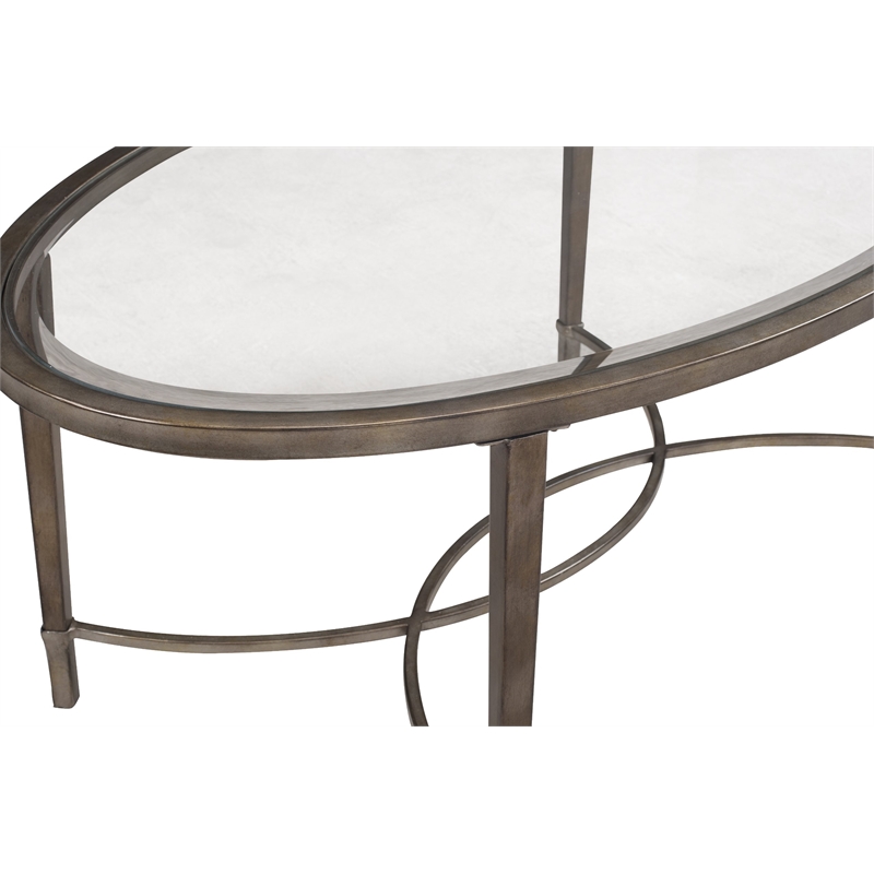 Magnussen Copia Cocktail Glass Table in Antique Silver with Gold Tint Gray