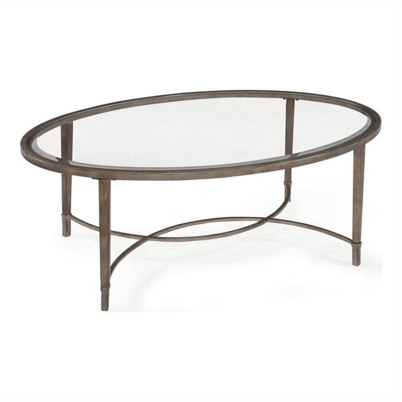 Magnussen Copia Cocktail Glass Table in Antique Silver with Gold Tint Gray