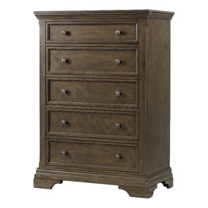 westwood design olivia 5-drawer traditional wood chest in rosewood brown