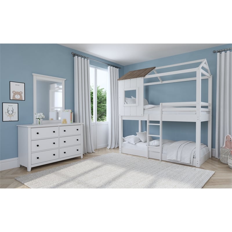 Westwood Design Lodge Farmhouse Style Wood Mirror in Cream Finish