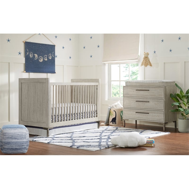 Westwood Design Beck Modern Wood Cottage Crib in Willow Gray Finish