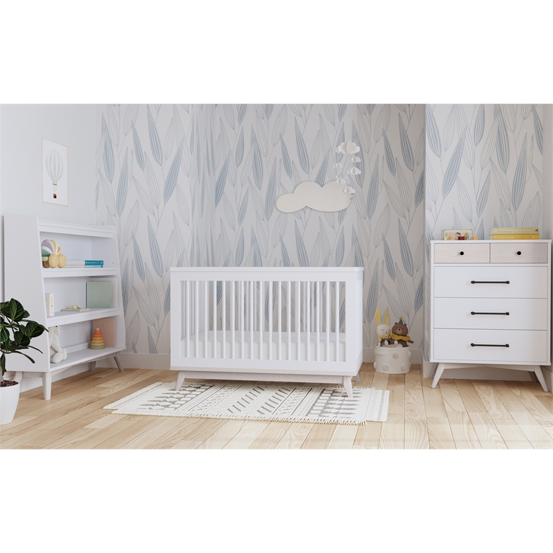 Westwood Design Rowan 4-Drawer Modern Wood Chest in Ash Linen White Finish