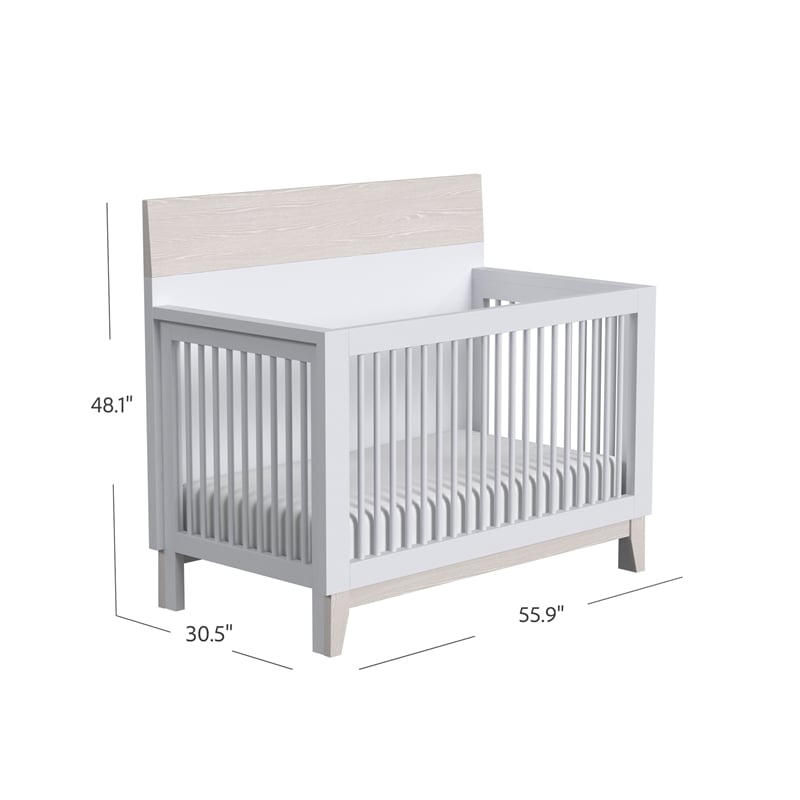 Westwood Design Rowan Modern Wood Convertible Crib in Ash Linen White Finish