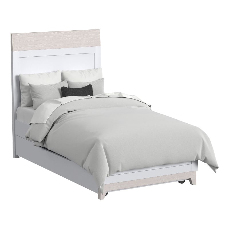 Westwood Design Rowan Modern Wood Complete Twin Bed in Ash Linen White