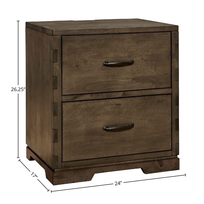 Westwood Design Dovetail 2-Drawer Contemporary Wood Nightstand in Graphite Gray