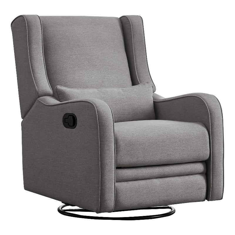 Westwood Design Elsa Fabric Manual Swivel Glider and Recliner in Harbor Gray