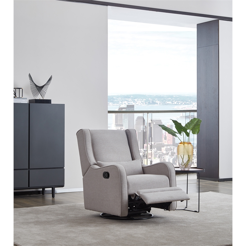 Westwood Design Elsa Fabric Manual Swivel Glider and Recliner in Gray