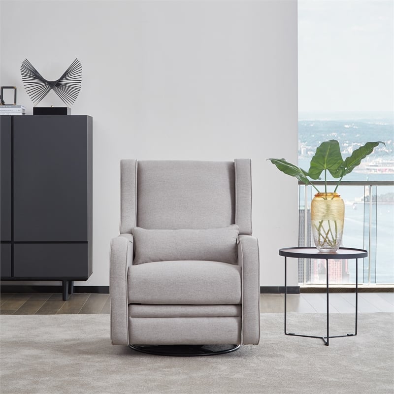Westwood Design Elsa Fabric Power Swivel Glider and Recliner in Pearl River Gray