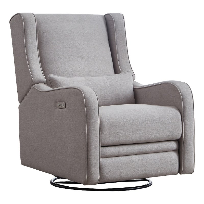 Westwood Design Elsa Fabric Power Swivel Glider and Recliner in Pearl River Gray