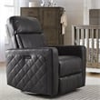 Westwood Design Soho Wood Leather Power-USB Glider Recliner in Oxford Gray