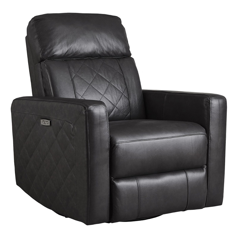 Westwood Design Soho Wood Leather Power-USB Glider Recliner in Oxford Gray