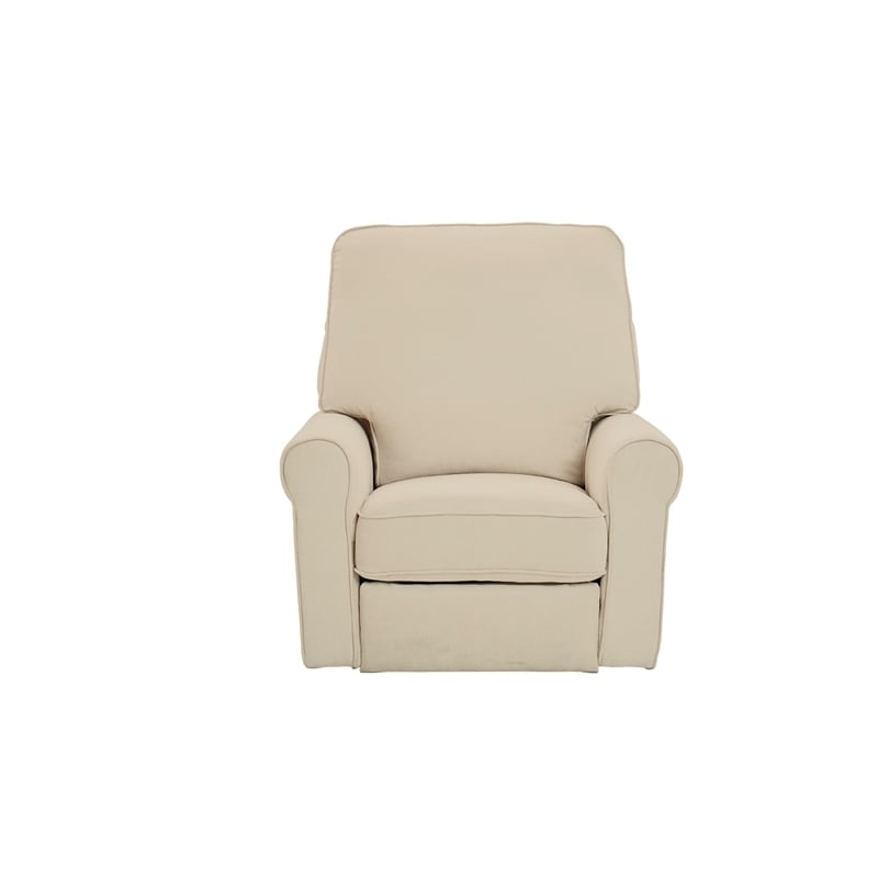 Westwood Design Savannah Wood Fabric Power-USB Glider Recliner in Ivory