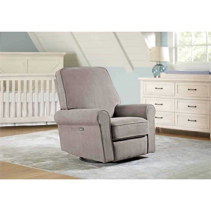 Westwood Design Savannah Fabric Power Glider and Recliner in Platinum Gray