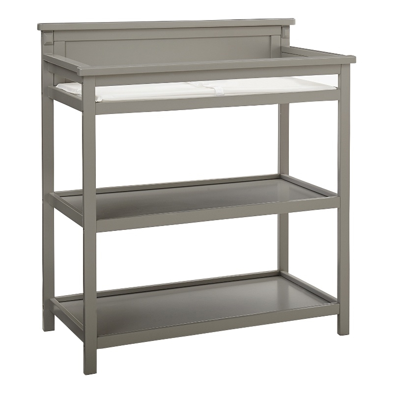 Westwood Design Emery Modern Style Wood Changer with Shelves/Pad in Gray