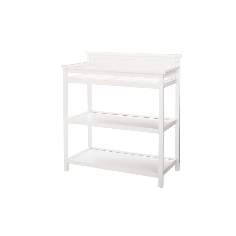 Westwood Design Emery Modern Style Wood Changer with Shelves/Pad in White