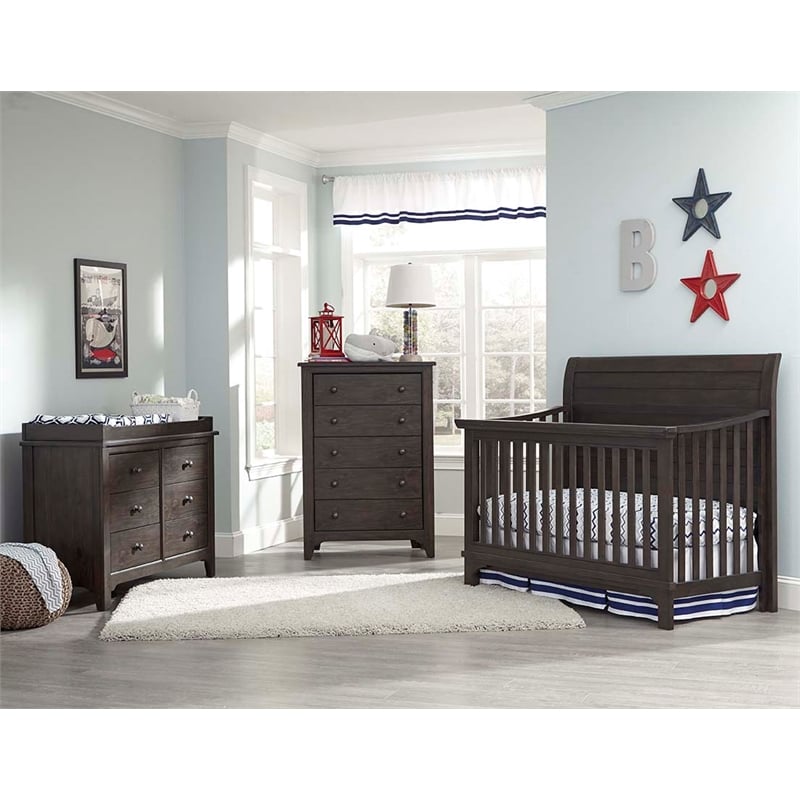 Westwood Design Taylor Farmhouse Wood Changer Topper in River Rock Brown