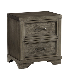 Westwood Design Foundry 2-Drawer Traditional Wood Nightstand in Brushed Pewter