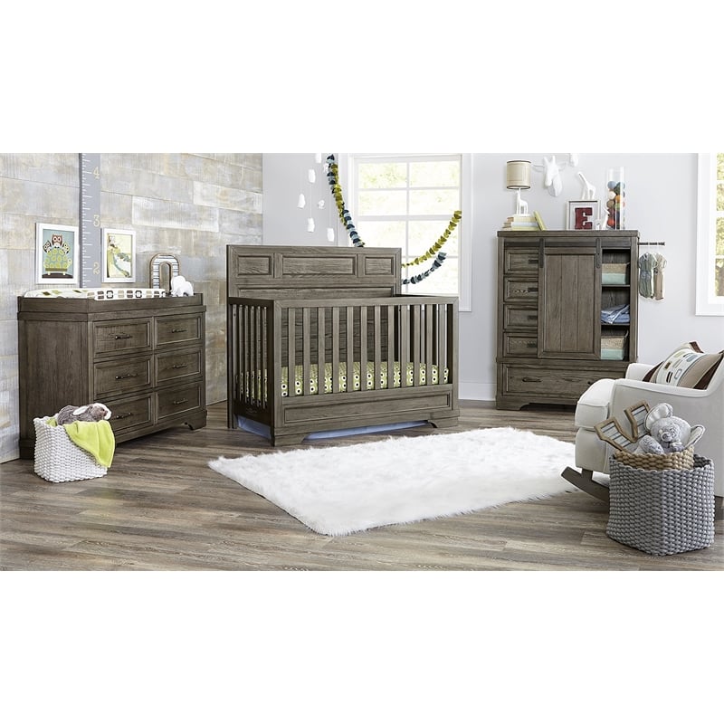 Westwood Design Foundry 2-Drawer Traditional Wood Nightstand in Brushed Pewter