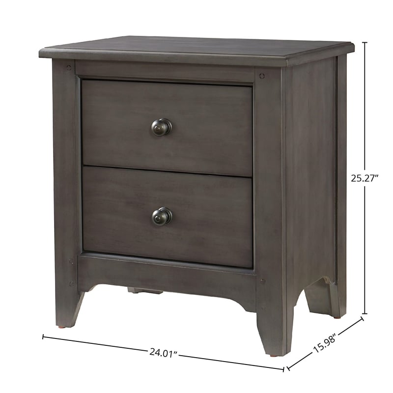 Westwood Design Taylor 2-Drawer Farmhouse Wood Nightstand in Dusk Gray