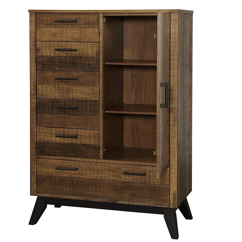 Westwood Design Urban Rustic Transitional Wood Chifferobe in Brushed Wheat Brown