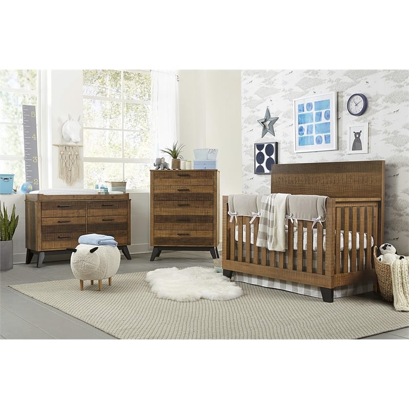 Westwood Design Urban Rustic Transitional Wood Chifferobe in Brushed Wheat Brown