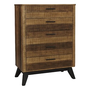 Westwood Design Urban Rustic 5-Drawer Transitional Wood Chest in Brushed Wheat