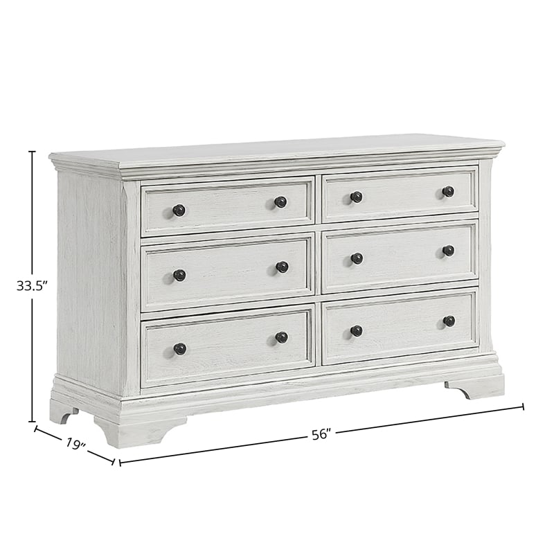 Westwood Design Olivia 6-Drawer Dresser Brushed White