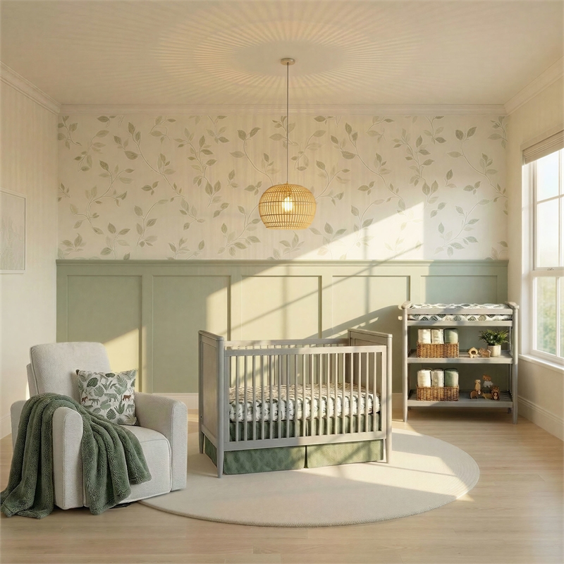 Westwood Design Modern Nursery Convertible Crib in Light Gray