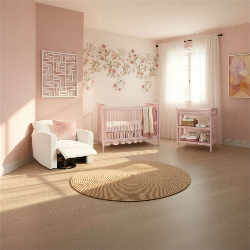 Westwood Design Modern Nursery Convertible Crib in Pink