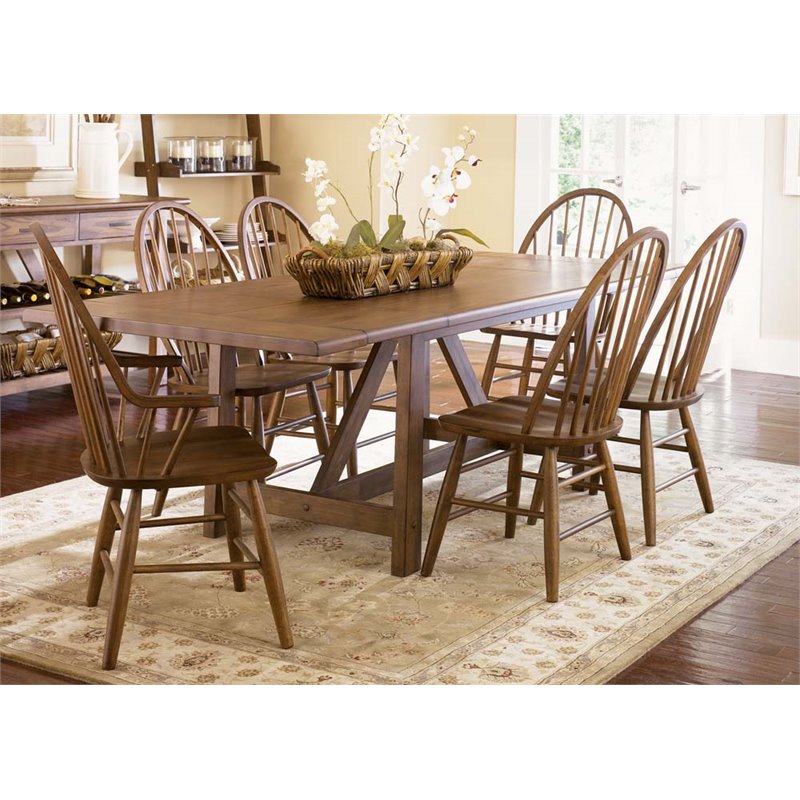 Liberty Furniture Farmhouse Trestle Dining Table In Weathered Oak Liberty Furniture Farmhouse Trestle Dining Table In Weathered Oak