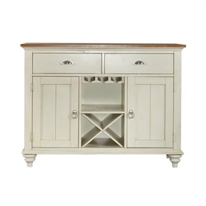 ocean isle wine rack buffet in bisque with natural pine