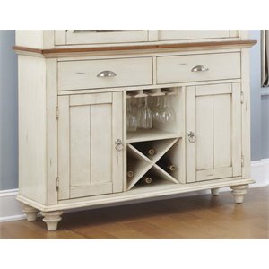 Ocean Isle Wine Rack Buffet in Bisque with Natural Pine