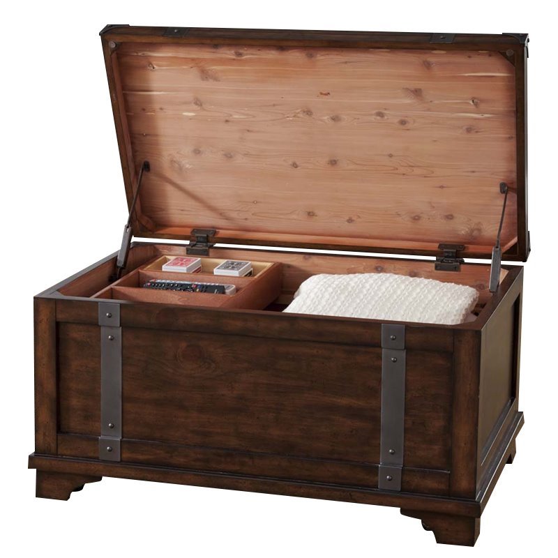 liberty furniture aspen skies storage trunk coffee table in russet liberty furniture aspen skies storage trunk coffee table in russet
