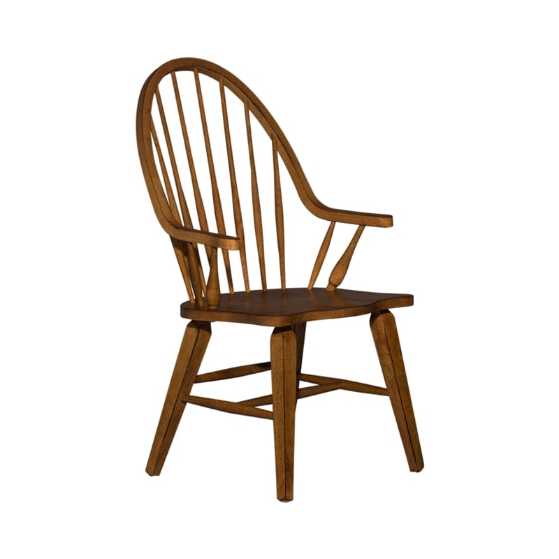 Hearthstone Ridge Dark Brown Windsor Back Arm Chair
