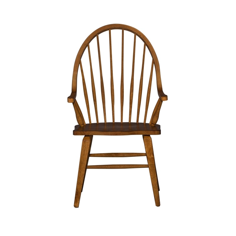 Hearthstone Ridge Dark Brown Windsor Back Arm Chair
