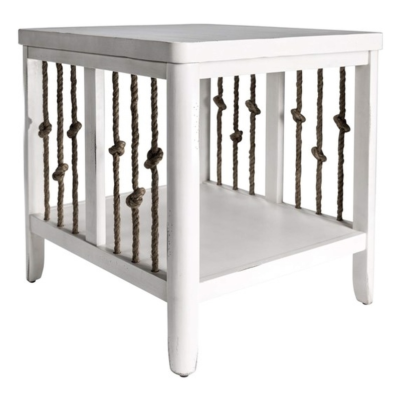 Liberty Furniture Dockside End Table w/ Rope End Panels - White