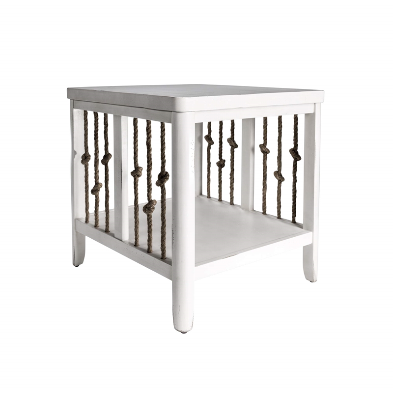 Liberty Furniture Dockside End Table w/ Rope End Panels - White