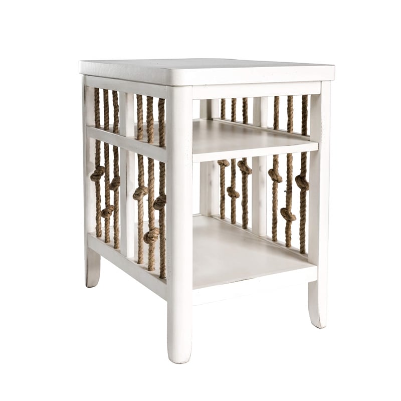 liberty furniture dockside chair side table - white w/ rope end panels